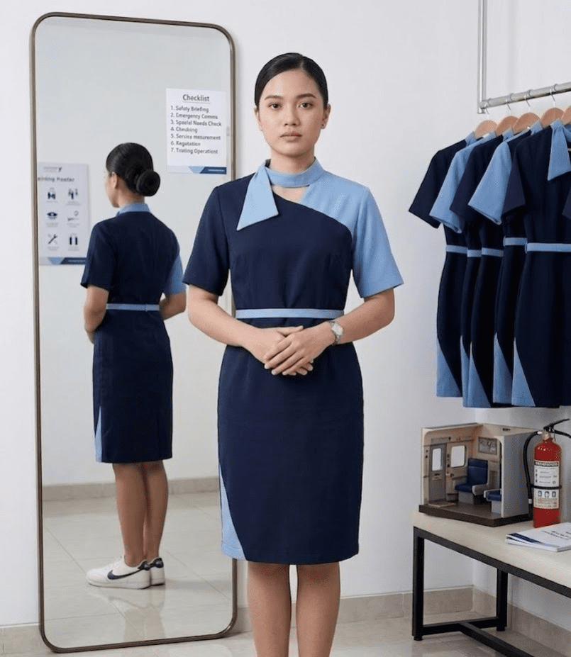 pramugari sedang menunjukkan Apa Saja Kendala Kerja Pramugari Kereta Api yang Jarang Diketahui?